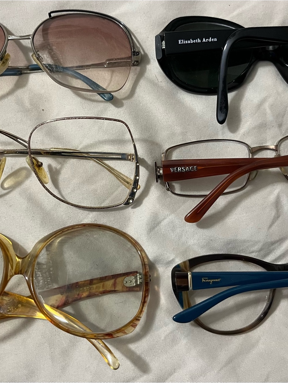 Versace Rectangular Eyeglasses with Brown Temples